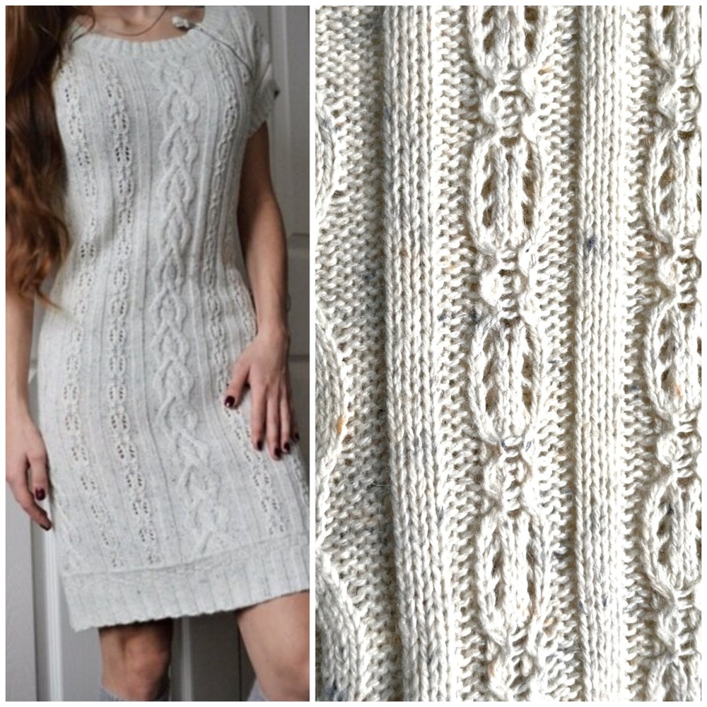 Tommy Hilfiger Zela Wool Blend Cable Knit Mini Sweater Dress Tunic Size XL EUC